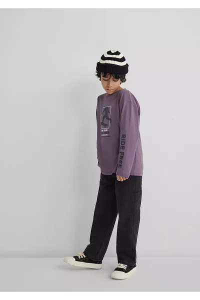 تی‌شرت بنفش با چاپ / برش راحت و گشاد برند Mavi - 979414366