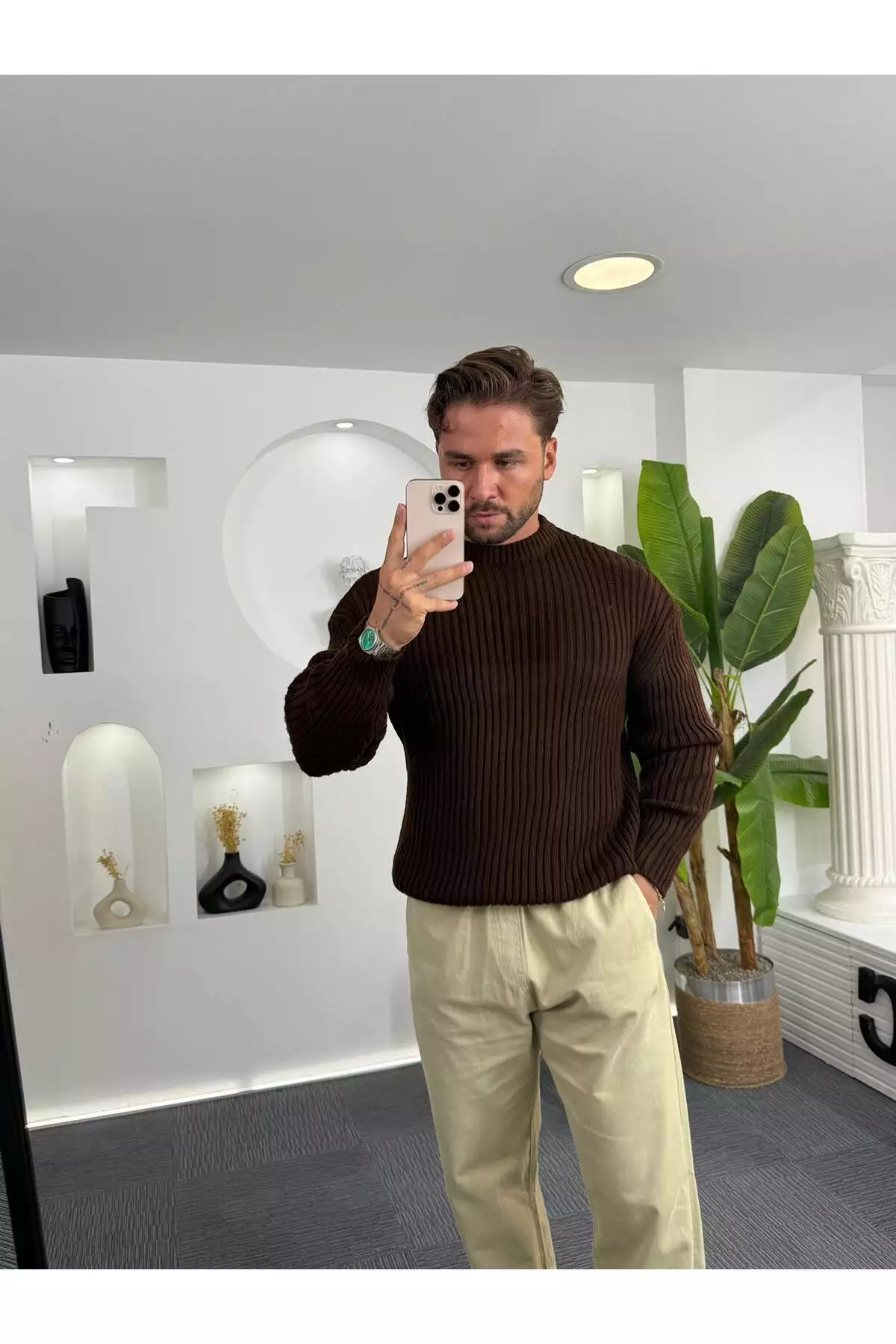 کت کش با یقه گرد آقای بزرگ سایز برند UTTBASİC - 989542666