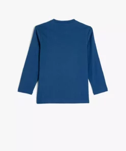 تیشرت نخی آستین بلند با طرح دایناسور و یقه گرد برند Koton - 870719592