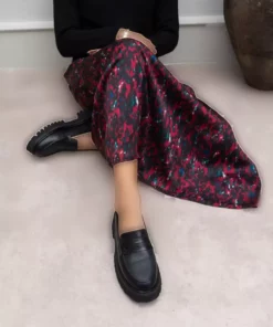 پیتن کفش لَوَفِر زنانه چرم طبیعی با پاشنه ضخیم رنگ مشکی برند NİŞANTAŞI SHOES - 762997480