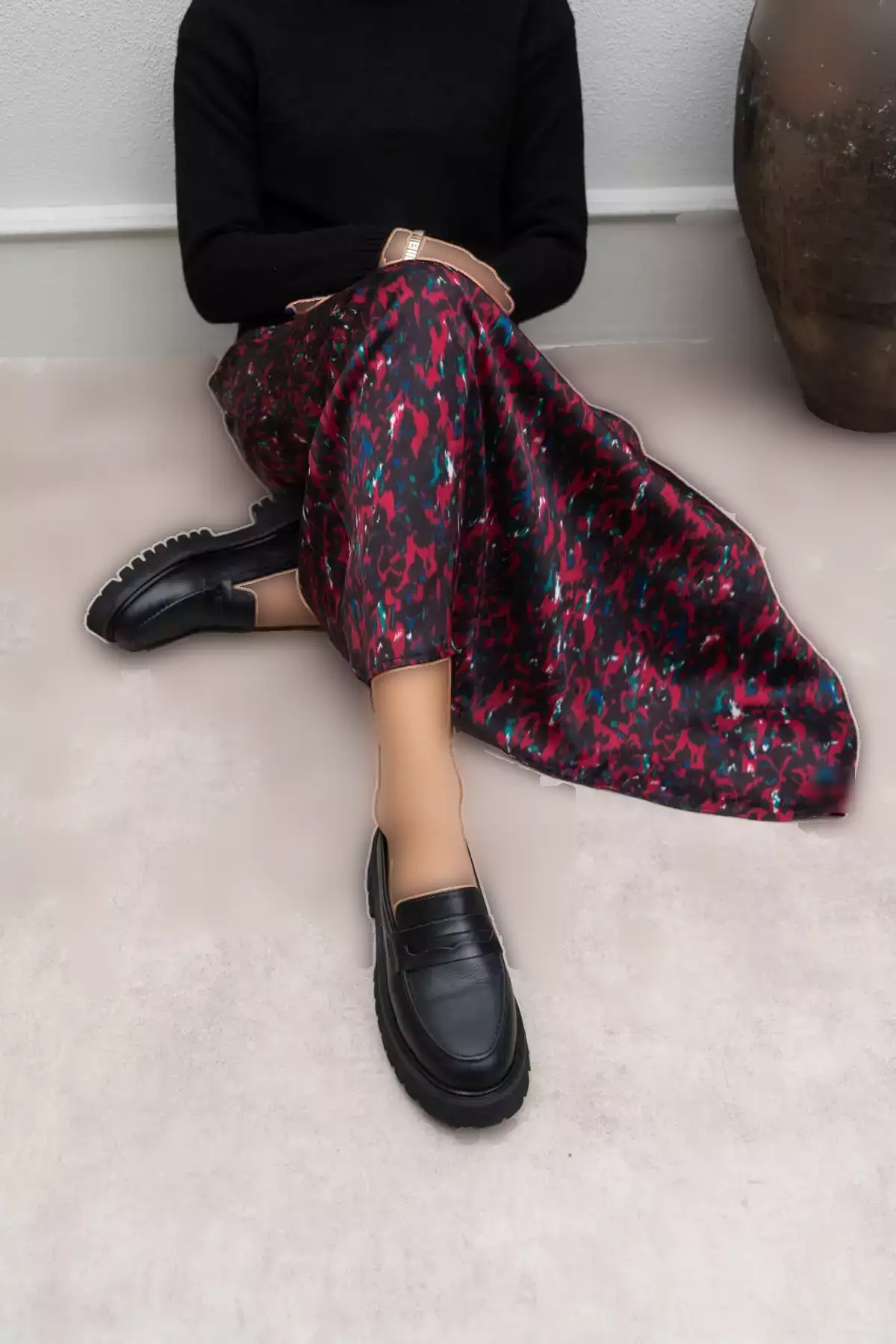 پیتن کفش لَوَفِر زنانه چرم طبیعی با پاشنه ضخیم رنگ مشکی برند NİŞANTAŞI SHOES - 762997480