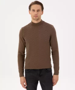 کاپشن نیم یقه تنگ بافتنی نارگیلی 50300524-VR153 برند Pierre Cardin - 870882894