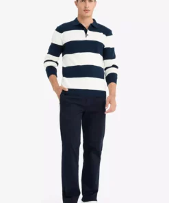 پولوشرت بافتنی خط‌دار با فیت معمولی برند Defacto - 359313762