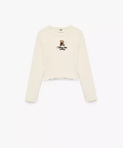 تی-Shirt پنبهای با یقه دوچرخهای و آستین بلند و دوخت نقوش خرسی برند Koton - 1027528420