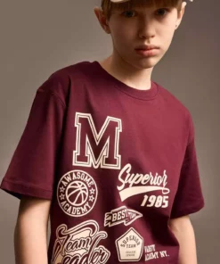 تی‌شرت کوتاه‌دست با یقه دوچرخه‌ای و چاپی برای پسران E0090A825SM برند Defacto - 898826884