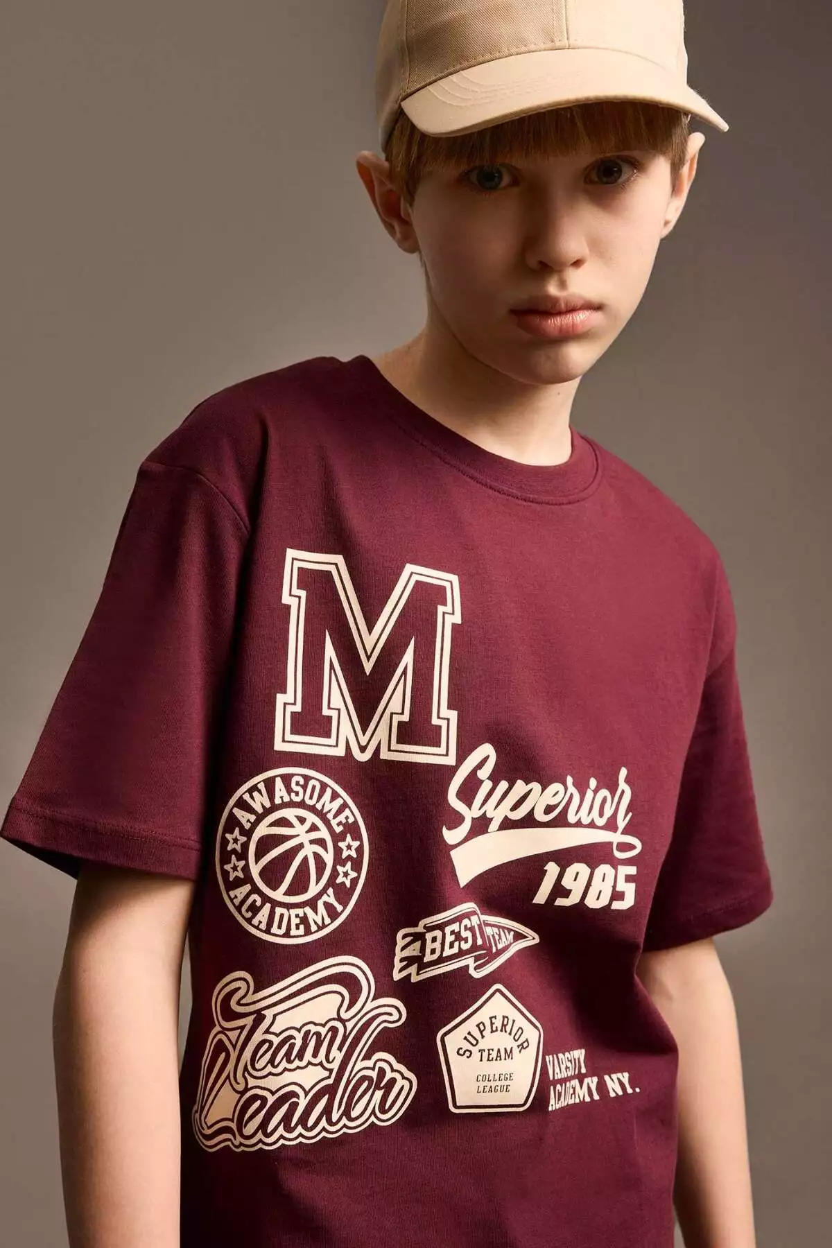 تیشرت کوتاهدست با یقه دوچرخهای و چاپی برای پسران E0090A825SM برند Defacto - 898826884