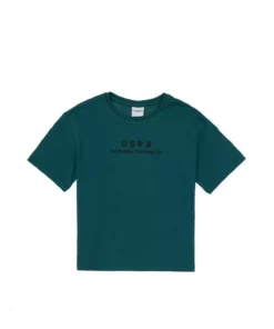 تی‌شرت ساده یقه گرد در رنگ سبز تیره برای پسران 50306513-VR101 برند U.S. Polo Assn. - 855953971