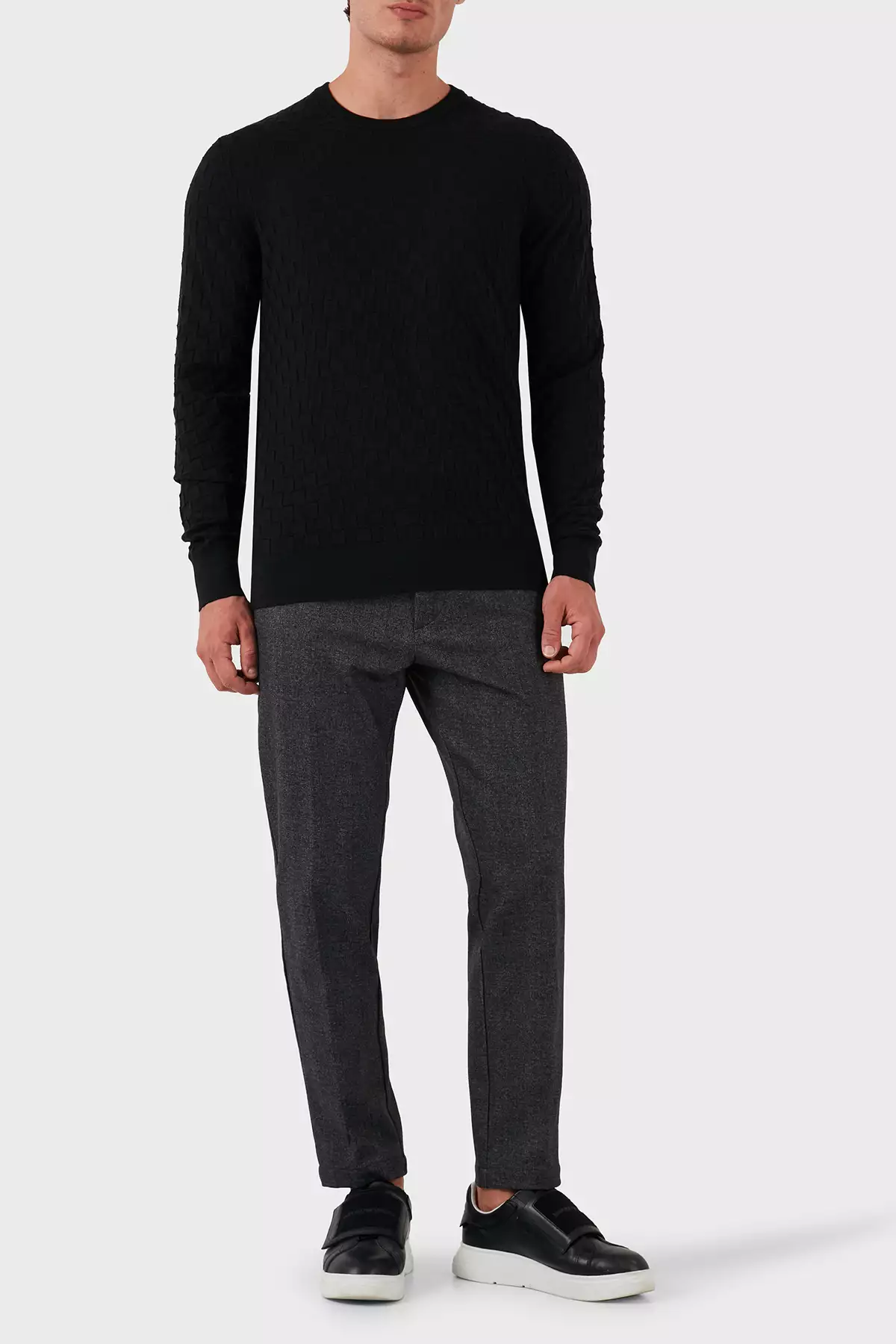 پلیور مردانه یقه گرد نازک فیت کتان برند Calvin Klein - 862077412