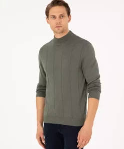 کاپشن بافتنی یقه نصفه اسلیم فیت دوما 50300460-VR210 برند Pierre Cardin - 865582805