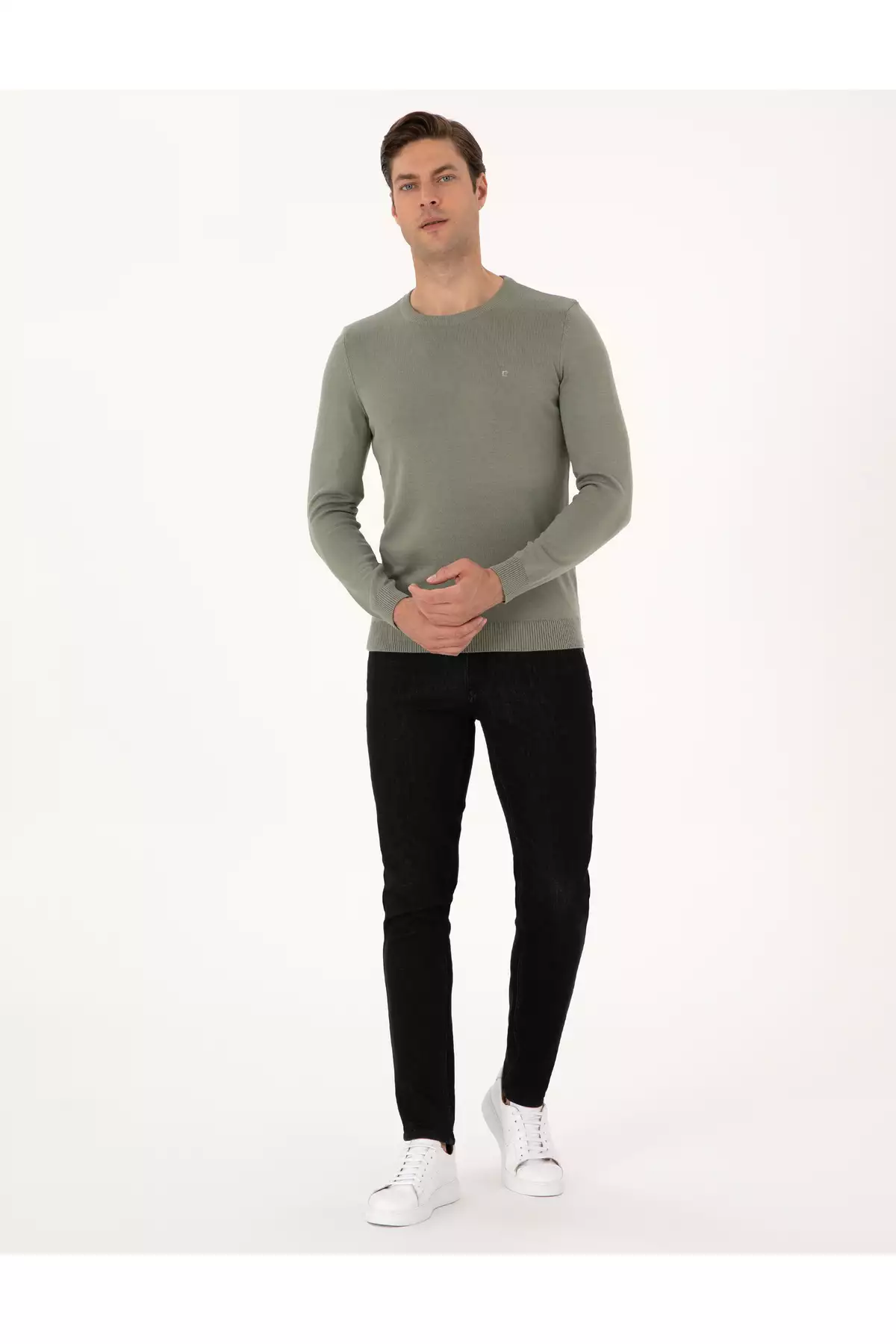 بلوز با یقه گرد اسلیم فیت بافتی آدا چای مدل 50315509-VR255 برند Pierre Cardin - 980923390