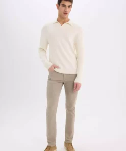 پلیور یقه پلیسه فیت استاندارد E5220AX24WN برند Defacto - 890368596