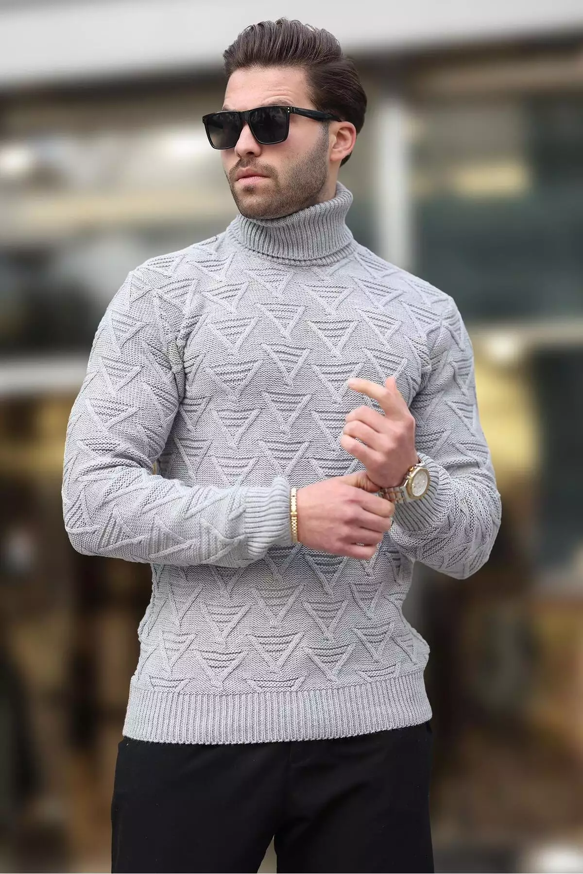 بلوز مردانه یقه گرد طرح دار E7292 برند Madmext - 871087018