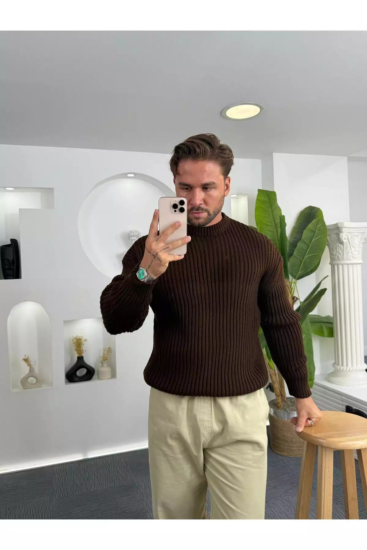 کت کش با یقه گرد آقای بزرگ سایز برند UTTBASİC - 989542666