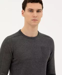 کالج خاکستری تنگ فیت یقه گرد بافتنی 50281779-VR080 برند Pierre Cardin - 829105140