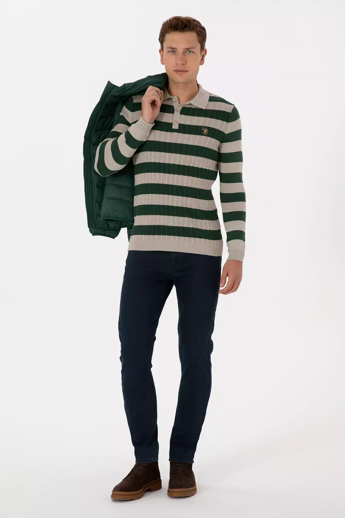 کاپشن مردانه ملانژ سنگی 50308354-VR225 برند U.S. Polo Assn. - 1035390226