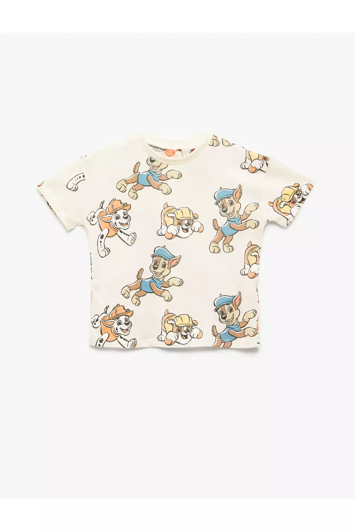 تیشرت پنبهای کوتاه袖 با یقه گرد و طرح پا پترو ل مجوزدار برند Koton - 945874840