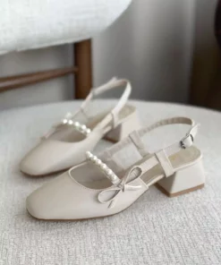 کفش زنانه پاشنه کوتاه مستانی - چرم رنگ بدن برند GOFFSHOES - 927870425