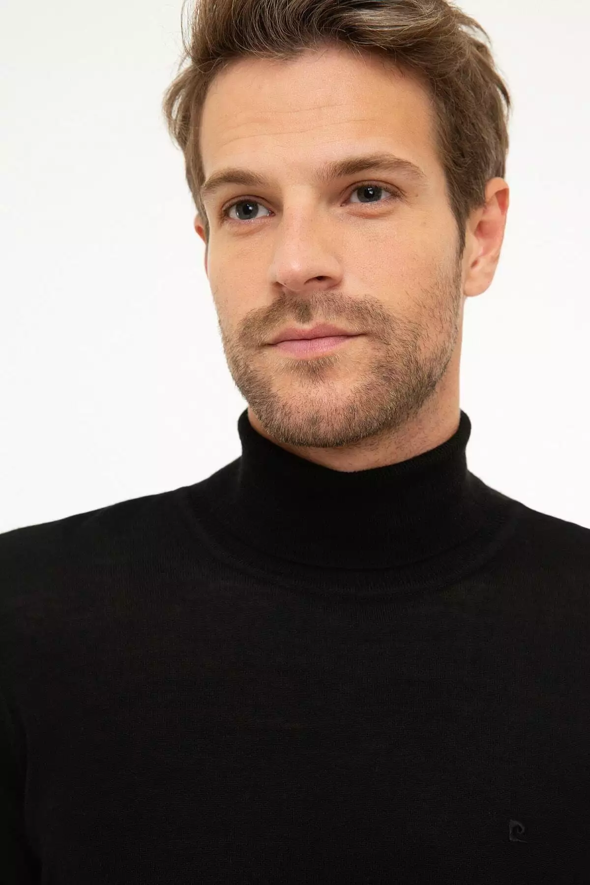 پلیور مردانه مشکی فیت نازک با یقه اسکی برند Pierre Cardin - 31630846