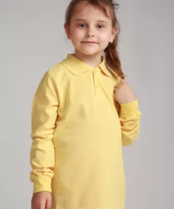 پولو یقه دار آستین بلند زرد پنبهای برند Genel Markalar - 127319406