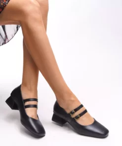 کفش زنانه با پاشنه کوتاه Iarwarin کد 00125197 رنگ مشکی چرم برند Riccon - 861708572