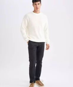 ژاکت بافتنی ساده و راحت با یقه گرد D3219AX24WN برند Defacto - 871299785