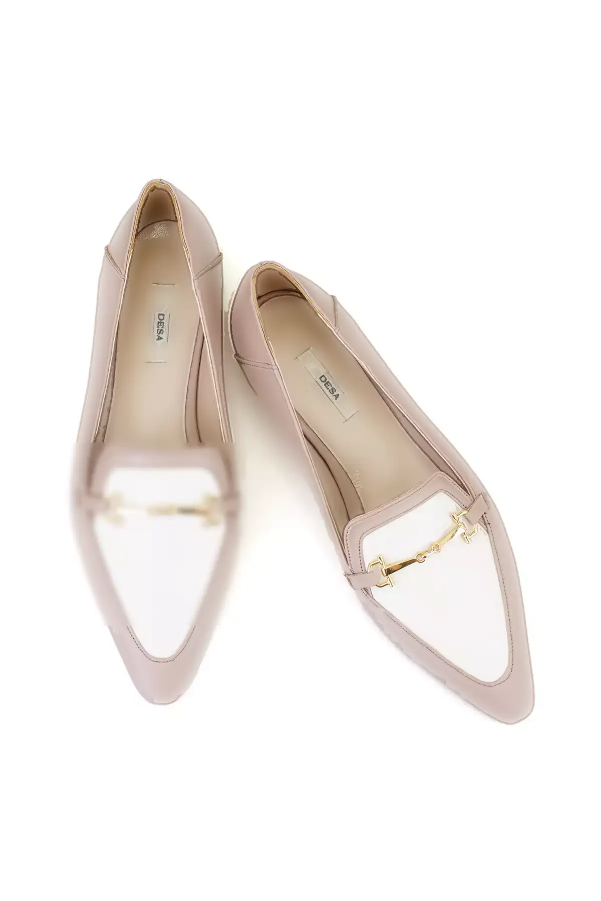 کفش لوفر زنانه با بند لوازم جانبی چرم رنگ بژ برند Desa - 770777606