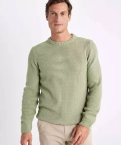 ژاکت بافت ساده نرمال کمرنگ یقه گرد مدل N9902AZ23WN برند Defacto - 747478976