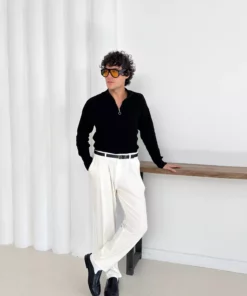 پولوشirt مردانه سه تکه با زیپ نیمه و بافت دندانه‌ای برند Gameyal - 992305310