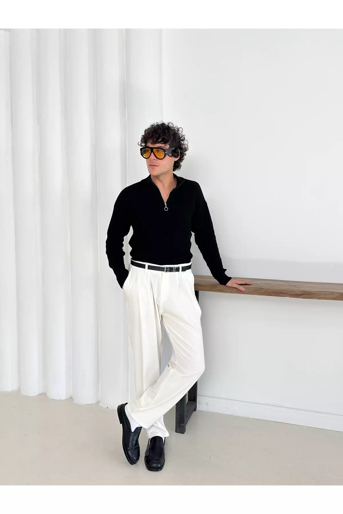 پولوشirt مردانه سه تکه با زیپ نیمه و بافت دندانهای برند Gameyal - 992305310