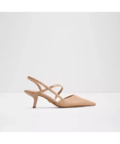 کوردلا - کفش پاشنه‌دار زنانه با رویه چرم اصل و پاشنه کوتاه بدون بند رنگ بژ برند Aldo - 904824939