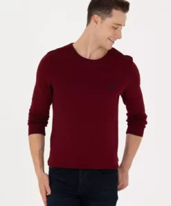 پولوی آمریکایی اسن. تیشرت یقه گرد فیت باریک مردانه رنگ قرمز تیره مدل TD01-BSK23 برند U.S. Polo Assn. - 756564762