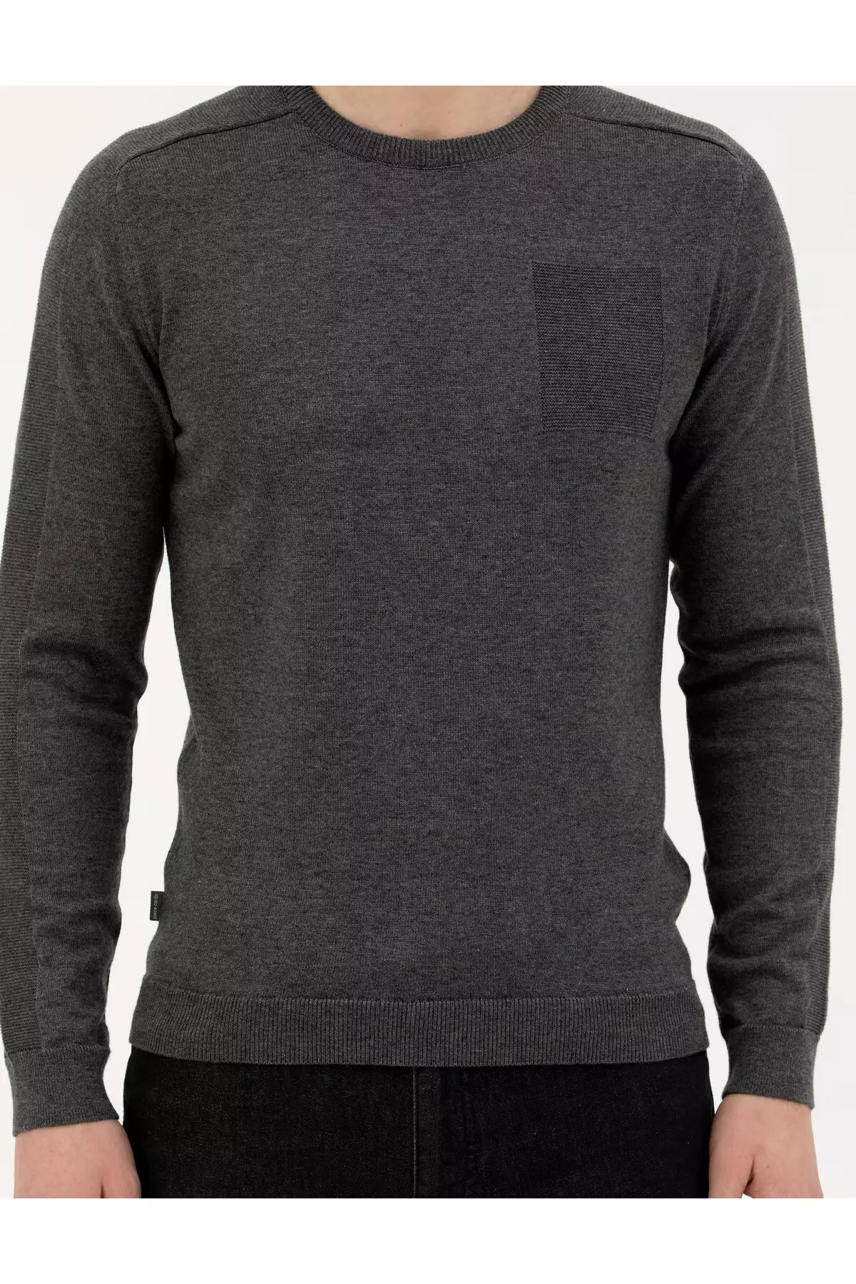 کالج خاکستری تنگ فیت یقه گرد بافتنی 50281779-VR080 برند Pierre Cardin - 829105140