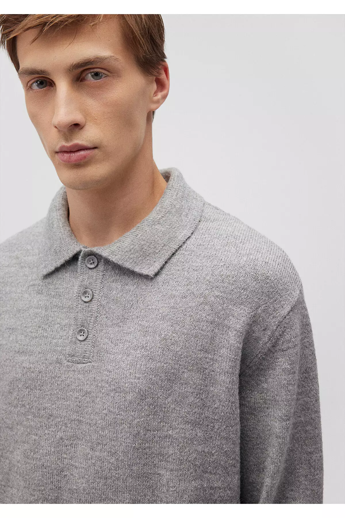 ژاکت خاکستری یقه polo با برش آزاد / برش راحت 0710232-80018 برند Mavi - 869800331