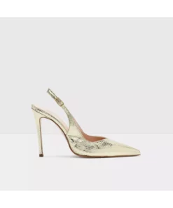 کفش پاشنه بلند بدون بند زنانه از چرم مصنوعی با رنگ طلایی برند Aldo - 926163105