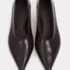 کفش پاشنه‌دار زنانه با نوک تیز و پاشنه کوتاه کافه راشل با بافت روستیک برند NİŞANTAŞI SHOES - 1009031898