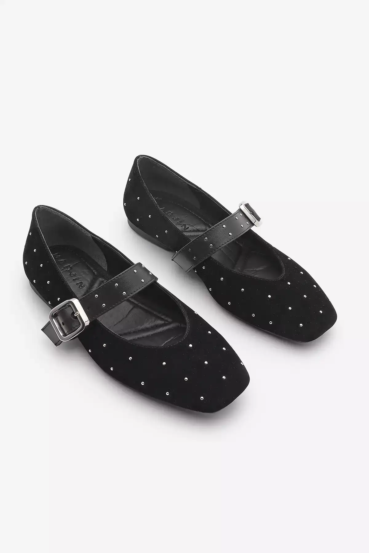 بافت کمر باریک زنانه با قفل و نوک گرد مدل زیبا ولونا، مشکی مخملی برند Marjin - 892052851