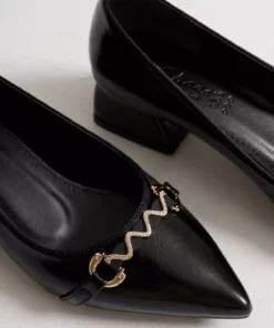 کفش زنانه پاشنه بلک با زیره براق و تزئینات سنگی برند Silver Lady - 986690316