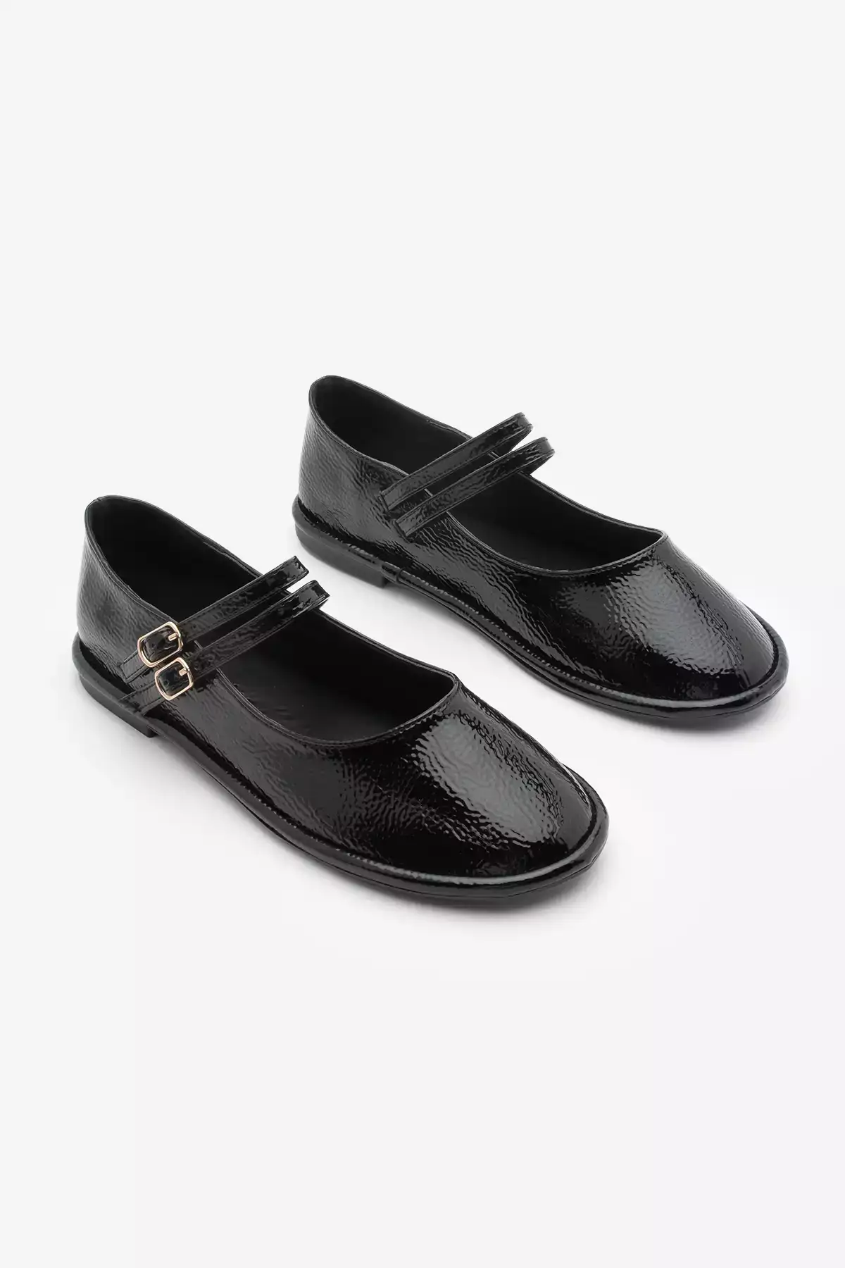 کفش بچه گانه زنانه با بند دوگانه و قفل لاریزن مشکی براق برند Marjin - 929153892