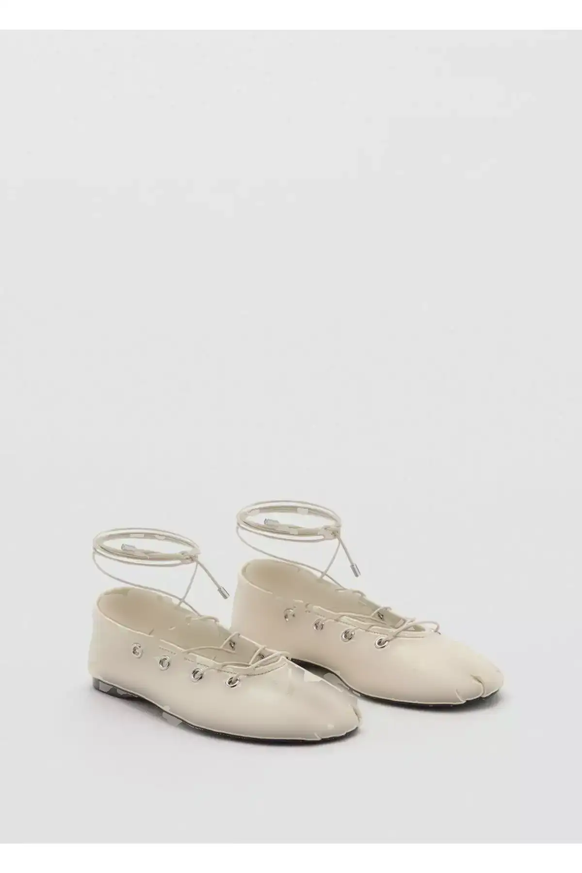 کفش باله چرمی با بند ضربدری برند MANGO - 977564709