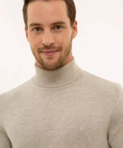 کینگ ساپورت ملانژ مردانه با فیت باریک و یقه بالای ساده برند Pierre Cardin - 57542221