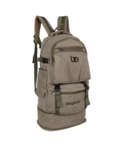 کوله‌پشتی کوهنوردی با کمربند و قابلیت لپ‌تاپ 60 لیتری رنگ خاکی برند Bagacar - 129646910