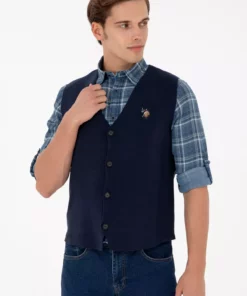کاردیگان بافتنی آبی تیره مردانه 50292677-VR033 برند U.S. Polo Assn. - 866369370