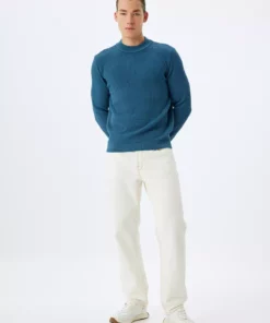 تی‌شرت بافت دار یقه گرد ساده از ترکیب پنبه برند Koton - 888072902