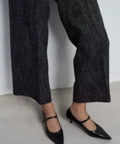 کفش پاشنهدار زنانه راشل سیاه با طرح رُستیک و نوک تیز برند NİŞANTAŞI SHOES - 1008826456