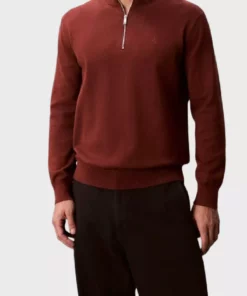 پلیور یقه ایستاده نیم زیپ با Fit معمولی بافتنی مردانه LV040BM356XWI برند Calvin Klein - 996576155