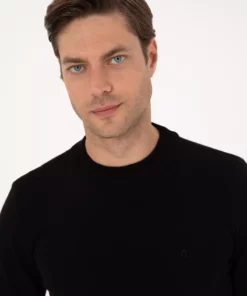 نماز بلند تنگ مشکی با یقه ربعی 50315456-VR046 برند Pierre Cardin - 960400937