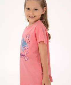 تیشرت پنبهای دخترانه با یقه گرد و طرح چاپی، رنگ صورتی برند U.S. Polo Assn. - 935549078