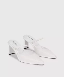 کفش کلاسیک پاشنه‌دار سفید با کفی صاف و طراحی مارک مخصوص خانم‌ها برند Calvin Klein - 830863601