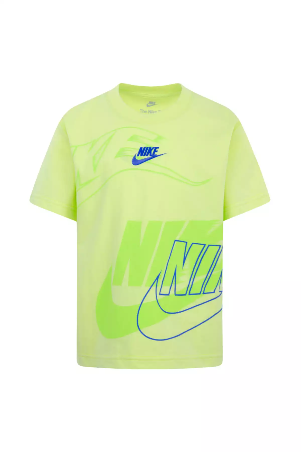 تیشرت کودک نئون سیرنگی با یقه صفر، 60% پنبه و 40% پلیاستر برند Nike - 1038156114