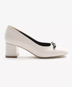 کفش پاشنه‌بلند کلاستیک زنانه با نوک مربعی و بند پاپیونی، رنگ بژ نئولیت برند Tonny Black - 896232398